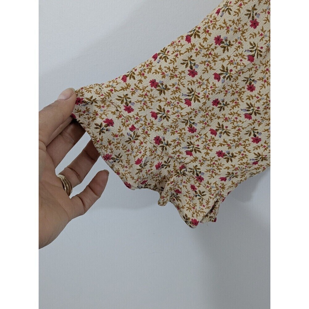VTG Y2K Babydoll Top Long Sleeve Ruffle Calico Floral Crinkle Coquette Sz 1X - Picture 6 of 8